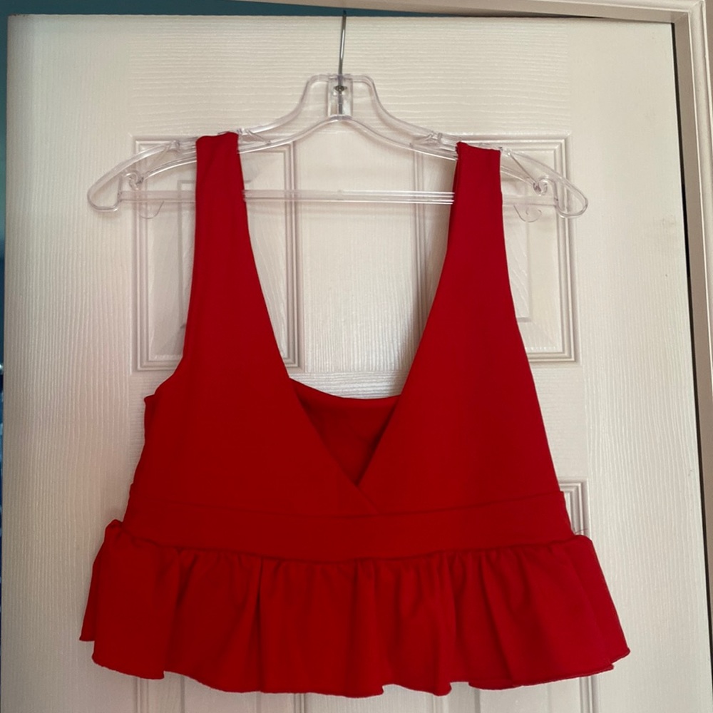 Red Ruffled Crop Top